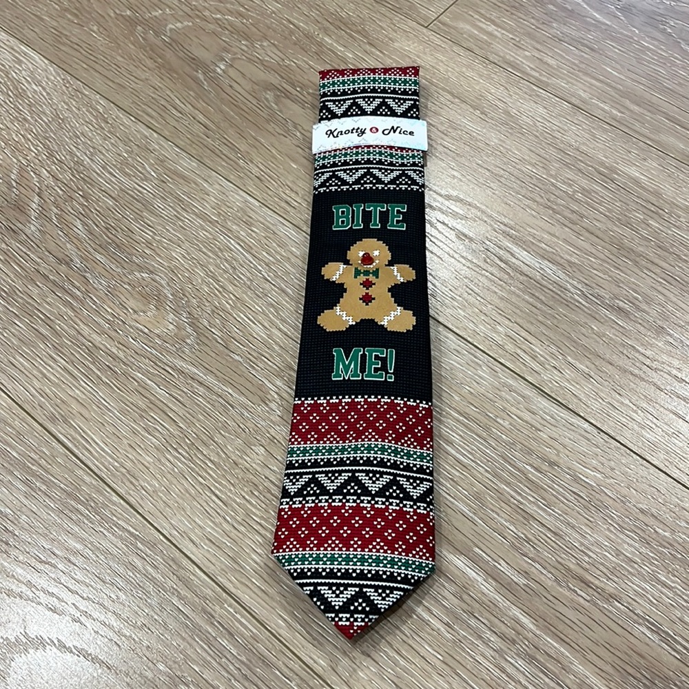 Knotty & Nice “Bite Me” Gingerbread Man Tie